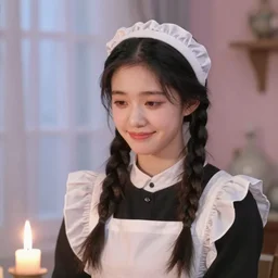 a (sadly) (((smiling)))) black haired, young hungarian servantmaid from the 19th century who looks very similar to ((Lee Young Ae)) with a two french braids, detailed, soft focus, ((candle light)), pastel, character concept art by Csók István,  John Everett Millais, Henry Meynell Rheam, Munkácsy, Csók István, and da Vinci