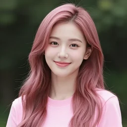 Very beautiful girl with pink caret, photography, smiling