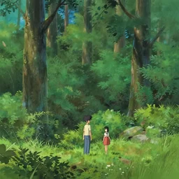 forest lanscape panorama by makoto shinkai in pixar style backdrop painting
