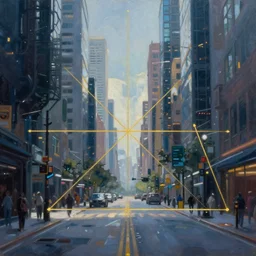 an epic painting of the city street, oil on canvas, cold colors, perfect composition, golden ratio, beautiful detailed, photorealistic, digital painting, artstation, concept art, smooth, sharp focus, illustration, cyberpunk background, artstation trending, octane render, unreal engine