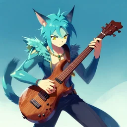 anime creature Playing the 🎸 instrument , digital Art, Greg rutkowski, Trending cinematographic artstation