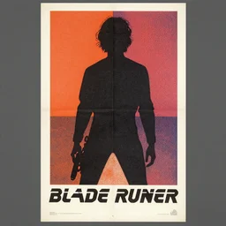 a mid - century modern poster, screen printed, textured, paper texture, for blade runner, by saul bass