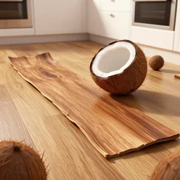 the kokonut bark for the kitchen floor, coconut, coconut, cartoon, cartoon, highly detailed, sharp, cinematic, 8 k,