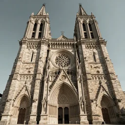 monolithic church, stone hewn, epic scale, enormous towers, matte painting, artstation