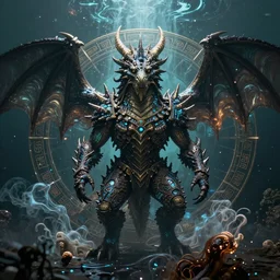 a centered photo of an ancient futuristic elden ring dragon with digital modifications surrounded by a underwater ink pour and flowing liquid gallium and complex sacred geometry, perfect body and face, powerful, cinematic, beautifully lit, by john howe, by beeple, by artgerm, by karol bak, by brian froud, 3 d, trending on cgsociety, octane render, 8 k