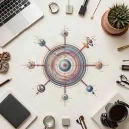 flat lay, knolling of the parts of an ai