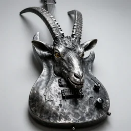 metal guitar, goat head, satanic, Guitar, crazy guitar, heavy metal guitar design