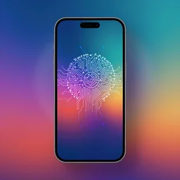 A desktop wallpaper that visualizes AI, blend elements, stylistic, visualize, Machine Learning, iPhone wallpaper, gradient, surrealism