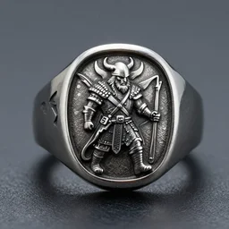 a ring with a berserkers and vikings motif