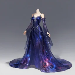 character concept art of an astromancer wearing a beautiful cascading nebula gown
