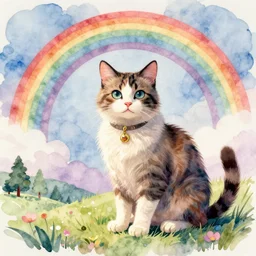 A cat drawn by hr giger, by lisa frank, rainbow, pastel, colorful, digital art, watercolor