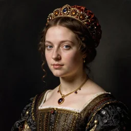 portrait of young woman in renaissance dress and renaissance headdress, art by albrecht durer
