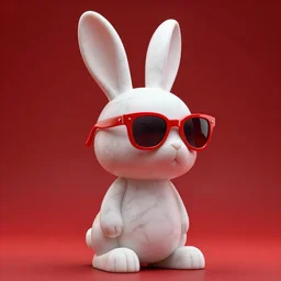rabbit groot as marble statue, red sunglasses, in red background, soft red texture, red realistic 3 d render, high red lights, 4 k, high detailed photography red