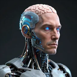 a beautiful portrait of a middle - aged bionic male cyborg, cyberpunk, intricate wiring, electronic components, augmented vision, augmented hearing, augmented brain, volumetric light, photography, color, intricate, extremely detailed, hyperrealistic, unreal engine 5