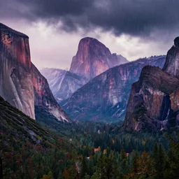 landscape photography by ansel adams psychedelic, tall mountains, dramatic lighting, raining, colourful, stunning