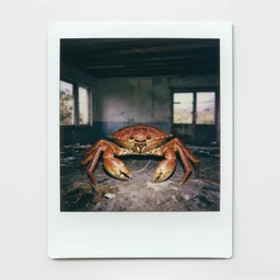 1 9 8 9 s polaroid photo of sinister crab entity in abandoned house