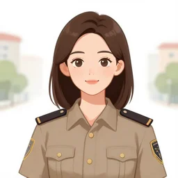 a town guard woman with shoulder length brown hair wearing light brown clothing, a character portrait by mandy jurgens, dungeons and dragons charachter, cgsociety, midevil fantasy art, artstation hd, detailed painting, official art