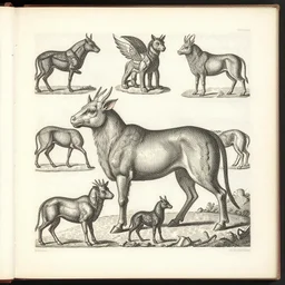 a page from a type foundry catalogue illustrated with woodcuts of stylized fantastic animals. italy 1 9 2 2
