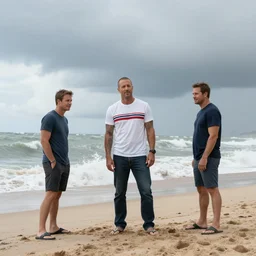 storming the beach of normandy mashup with baywatch starring the Rock photo dramatic lighting hd trending on deviantart
