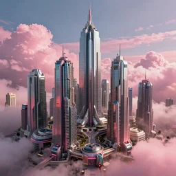 15081959 21121991 01012000 4k, highly detailed, sharp focus , fantasy city, futuristic cyberpunk, pink clouds