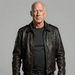 Bruce Willis in sons of anarchy tv show, wearing samcrow leather jacket, D&D style , highly detailed, digital art, trending on artstation, smooth, sharp focus, illustration, art by artgem and ROBERT HYNES