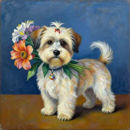one havanese dog, carrying flowers, mexico, painting # by diego rivera 1 9 3 5