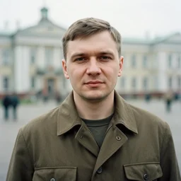 a (soviet)man portrait, photorealistic, 24mm film