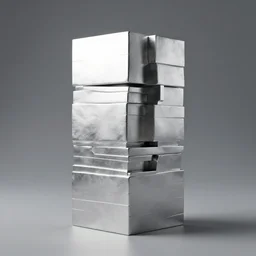 sculpture made of less stacked block, contemporary art, minimal, silver steel, trending on behance, keyshot 1 1