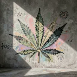 muted pastel marijuana abstract graffiti digital art