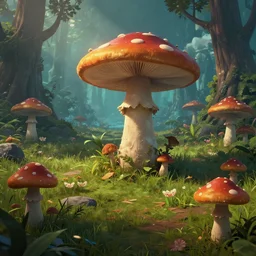 mushroom biome, fantasy apocalypse, digital art, 4 k, mmo