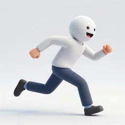 a man chasing a personified spirit of his happiness