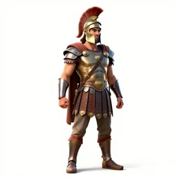 jovial spartan warrior, detailed 3d character render, full body, standing, isolated on a pure white background, centered, whole figure in frame, sharp focus, studio lighting