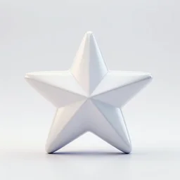 3 d render of a star in front of a white background, star centered in the center of the picture
