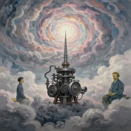 divine chaos engine by karol bak and ruan jia and vincent van gogh, desaturated moody pastel colors, visionary dreamscape, symbolist, james jean spiraling clouds