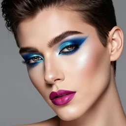 gorgeous man with stunning vibrant makeup, Photoshoot, photography