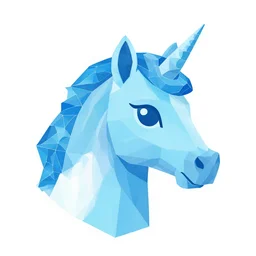 unicorn head 2 d polygon art, blue, vector art