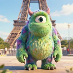 funny monster in Paris, hyper realistic, unreal engine, artstation