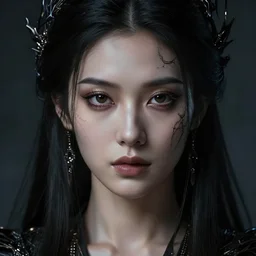 portrait of a female sorceress, perfect face, ultra high detail, intricate detail, cinematic, dark concept art by guweiz