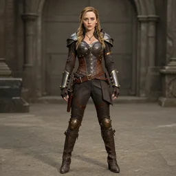 full body photograph of elizabeth olsen as a steampunk warrior. extremely detailed. dslr. 8 5 mm.