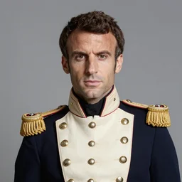 a portrait photograph of Emmanuel Macron as Emperor Napoleon, DSLR photography