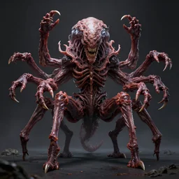 monster with many arms and legs, flesh, wide, sharp, cosmic horror, grotesque, octane render, unreal engine, highly detailed, inspired by guillermo del toro, shabab alizadeh, maximus jacobs