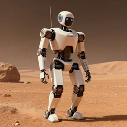 humanoid robot on mars, videogame screenshot