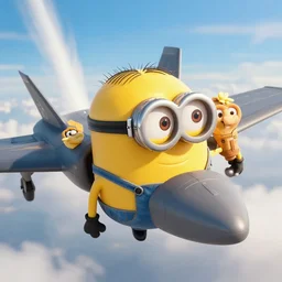 movie still of minions piloting a f - 3 5 in top gun