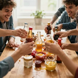 people fighting over condiments, messy, condiment fight