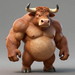 a muscular humanoid bull with a pot belly, hyperdetailed, 4k, artstation