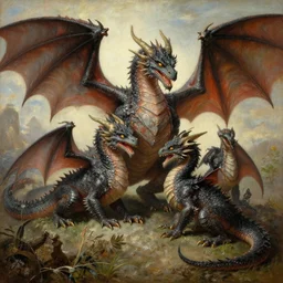 a family of dragons, highly detailed painting by gaston bussiere, craig mullins, j. c. leyendecker 8 k