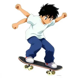 skater character on white background, cartoony stylized proportions by hiroyuki imaishi 今 石 洋 之 gainax studio trigger inks and colors