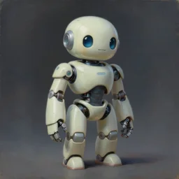 a robot creature, aesthetic, oil painting, pale colors, high detail, 8 k, wide angle, octane render, trending on artstation,