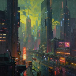 cyberpunk dystopia, extremely detailed painting