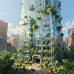 a beautiful detailed highly detailed building basement abandoned nature by denise scott brown, studio ghibli made of glass hyperrealism crystal morning sun thermal vision liberty city reclaimed by nature partly sunny apocalyptic, archdaily, wallpaper, highly detailed, trending on artstation.